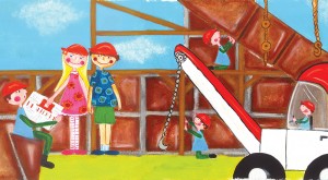 Above is a sample illustration from author Michelle Gilman's book, What Grandma Built. 